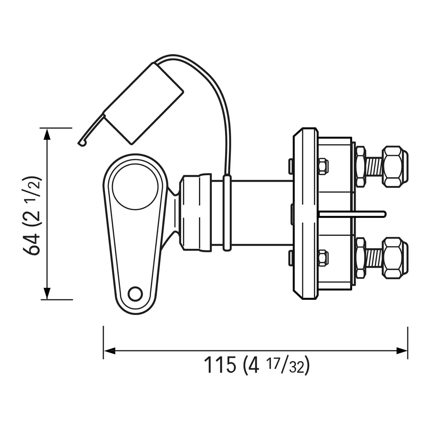 Battery isolator with remowable key by Quick - dimensions | EYS