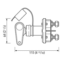 Battery isolator with remowable key by Quick - dimensions | EYS